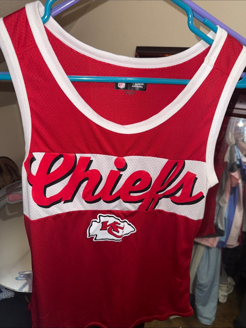 NFL Red and White Team Apparel Mesh Jersey Top
